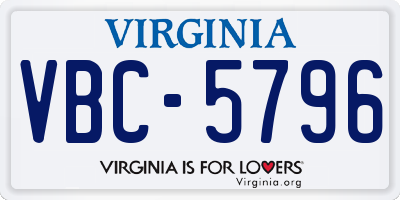 VA license plate VBC5796