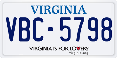 VA license plate VBC5798