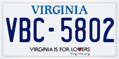 VA license plate VBC5802