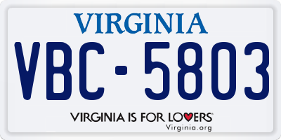 VA license plate VBC5803