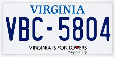 VA license plate VBC5804