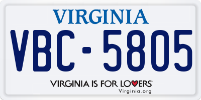 VA license plate VBC5805