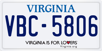 VA license plate VBC5806