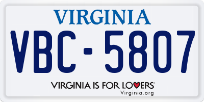 VA license plate VBC5807