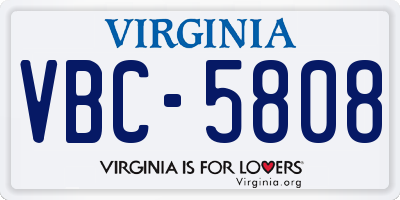 VA license plate VBC5808