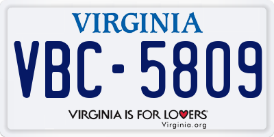 VA license plate VBC5809