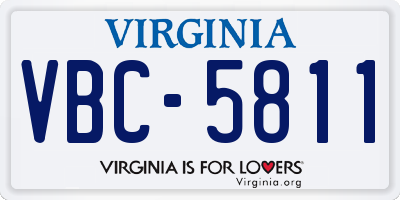 VA license plate VBC5811