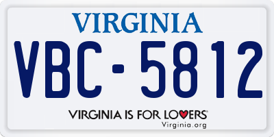 VA license plate VBC5812