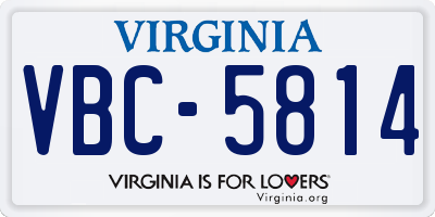 VA license plate VBC5814