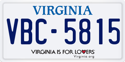 VA license plate VBC5815