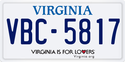 VA license plate VBC5817