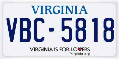 VA license plate VBC5818