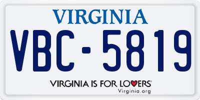 VA license plate VBC5819