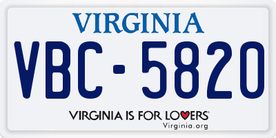 VA license plate VBC5820