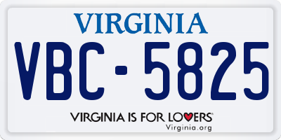 VA license plate VBC5825