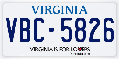VA license plate VBC5826
