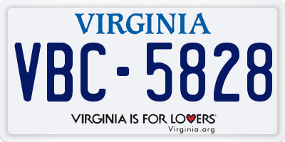 VA license plate VBC5828