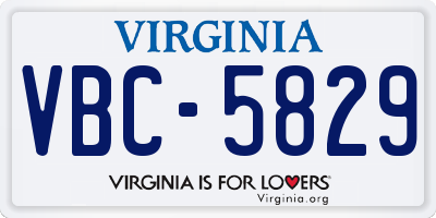 VA license plate VBC5829