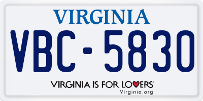 VA license plate VBC5830