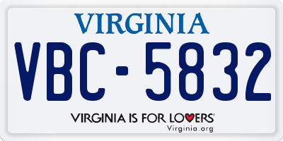 VA license plate VBC5832