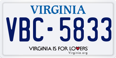 VA license plate VBC5833