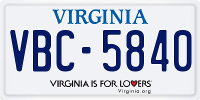 VA license plate VBC5840