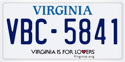 VA license plate VBC5841