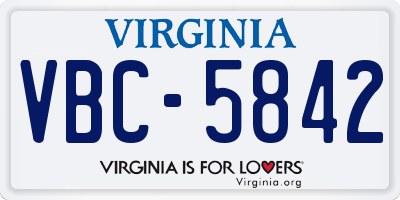 VA license plate VBC5842