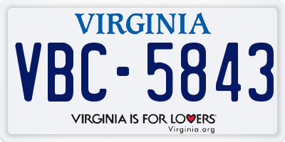 VA license plate VBC5843