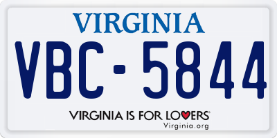 VA license plate VBC5844