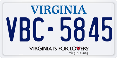 VA license plate VBC5845