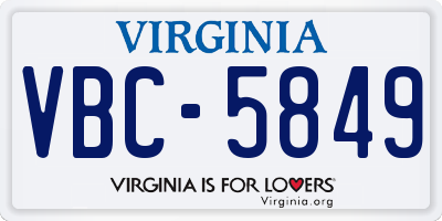 VA license plate VBC5849