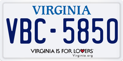 VA license plate VBC5850