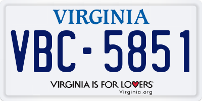 VA license plate VBC5851