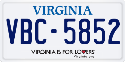 VA license plate VBC5852
