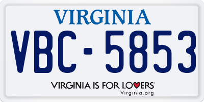 VA license plate VBC5853
