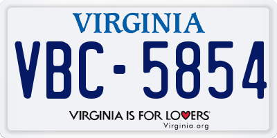 VA license plate VBC5854