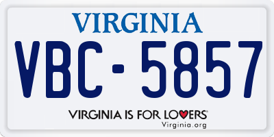 VA license plate VBC5857