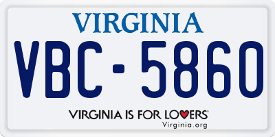 VA license plate VBC5860