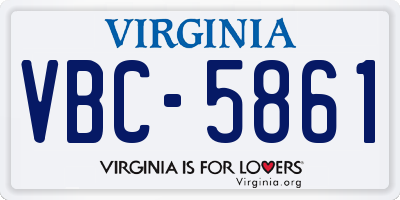 VA license plate VBC5861