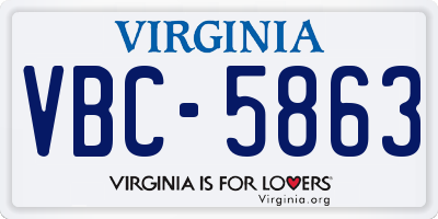 VA license plate VBC5863