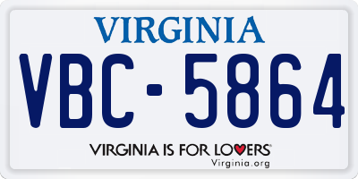 VA license plate VBC5864