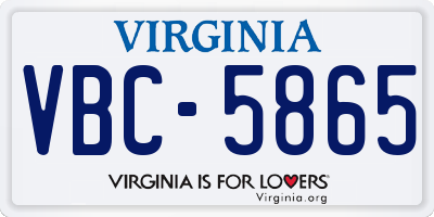 VA license plate VBC5865