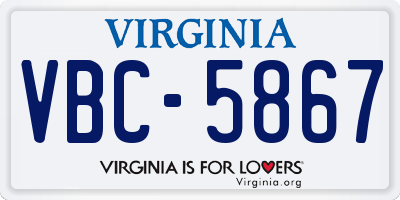 VA license plate VBC5867