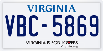 VA license plate VBC5869