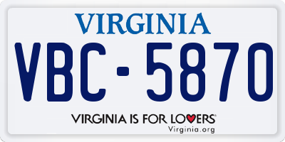 VA license plate VBC5870