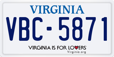VA license plate VBC5871