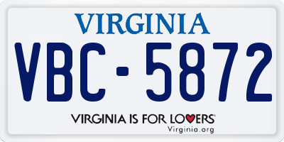 VA license plate VBC5872