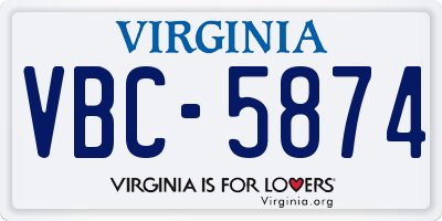 VA license plate VBC5874