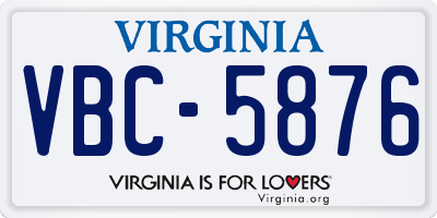 VA license plate VBC5876